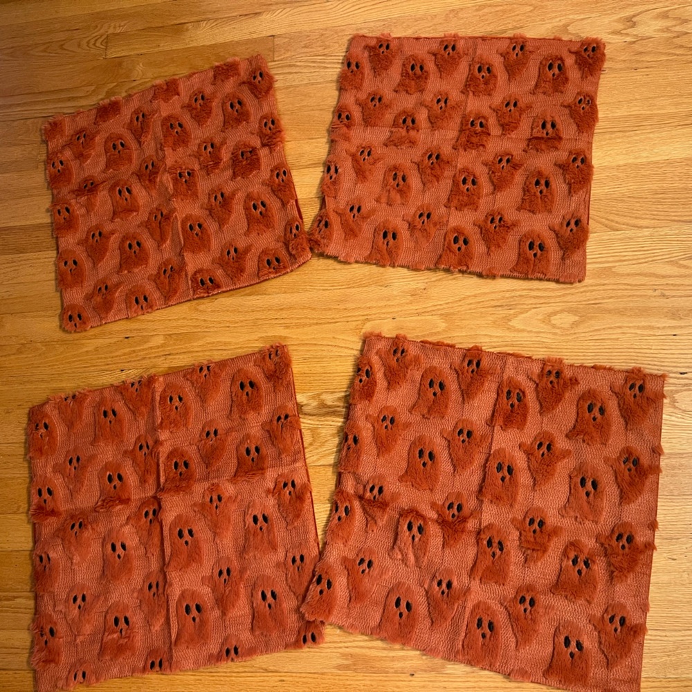4 Orange ghost soft Patterned pillow  covers